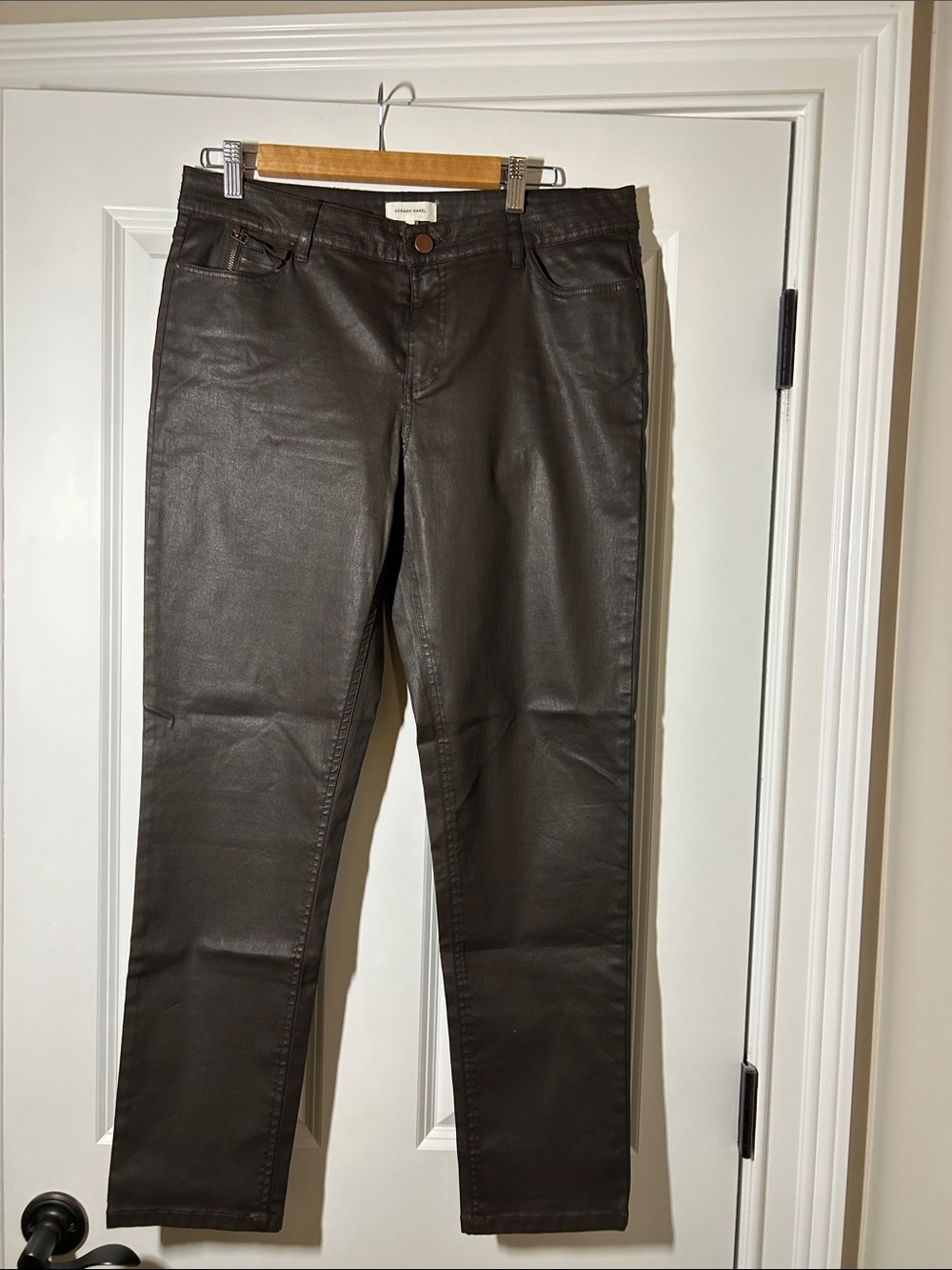 Gerard Darel Dark Brown Coated Skinny Jeans